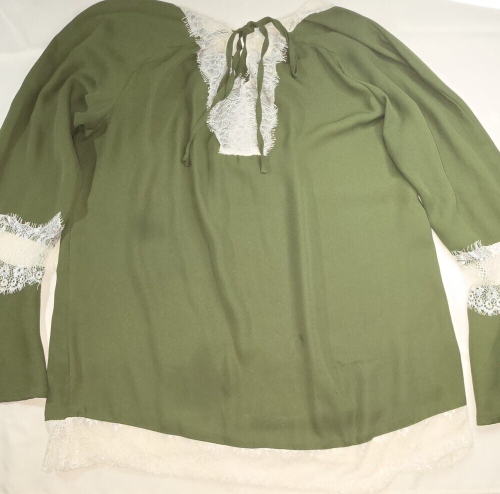 NY Collection Women's Green Long Sleeve Blouse Size M RN 58719 Sku 219